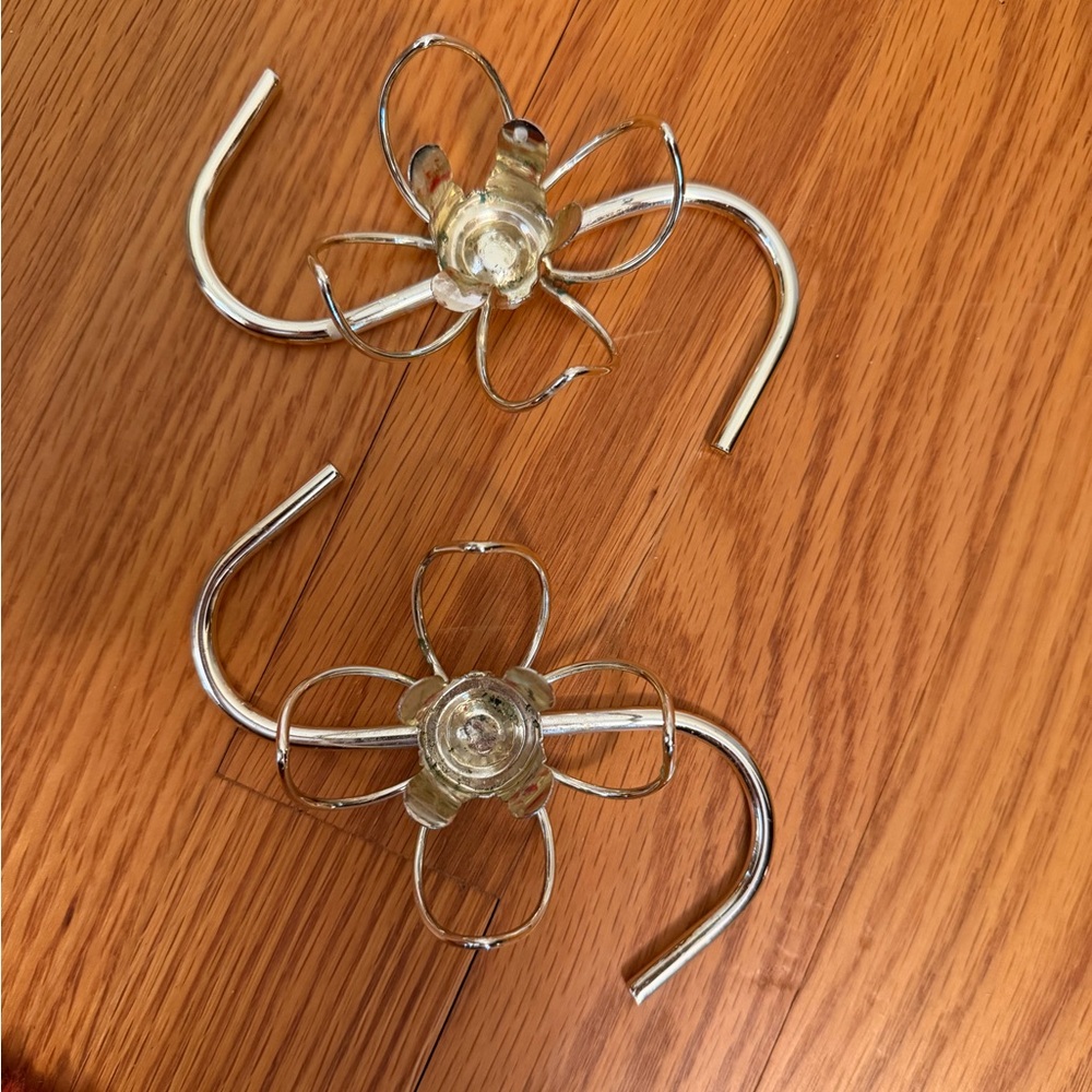 MCM Lustre Magic Finish Metal  Atomic Style Candleholders  Set of 2